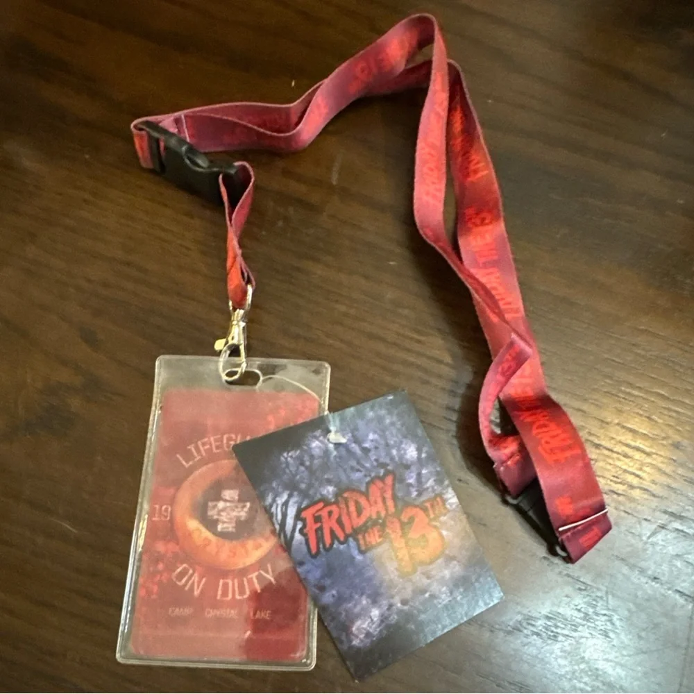 NEW Friday The 13th Lifeguard Lanyard Card Holder Horror Halloween Crystal Lake